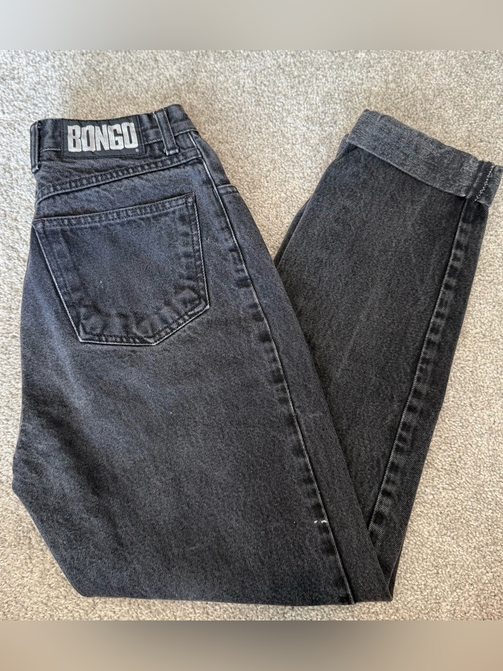 Vintage BONGO Washed Black High-Rise Straight Jeans